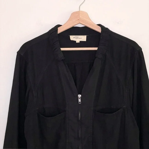 Isabel Marant Etoile Linen Blend Utility Jacket Zip Front Belted Black 6 Medium - Picture 5 of 13